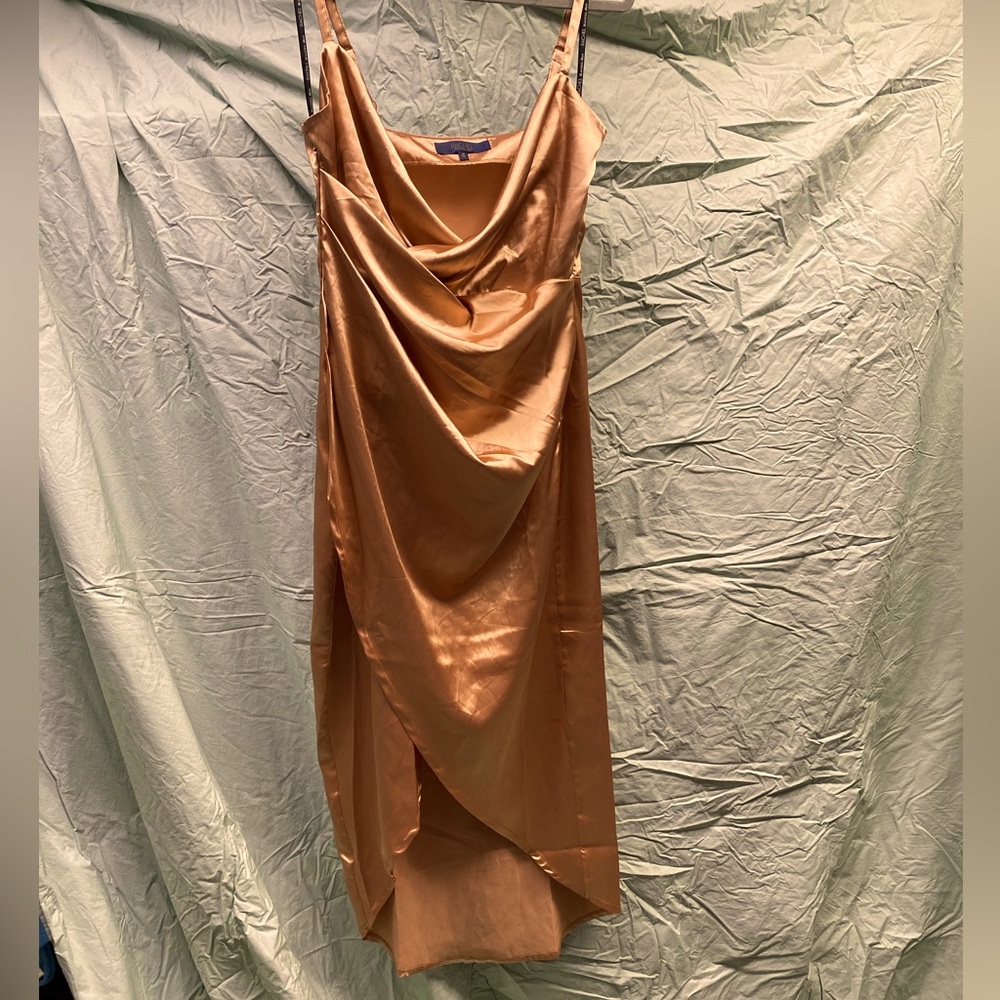 Gold satiny slip dress